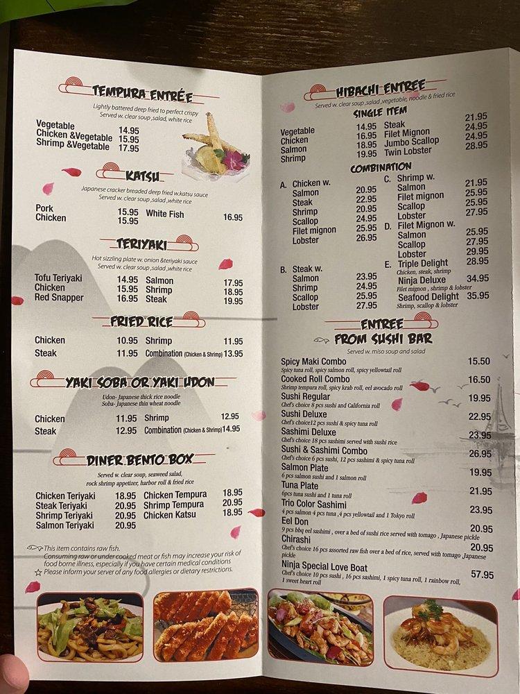 Menu at Ninja Japanese steak house & sushi bar, Naples