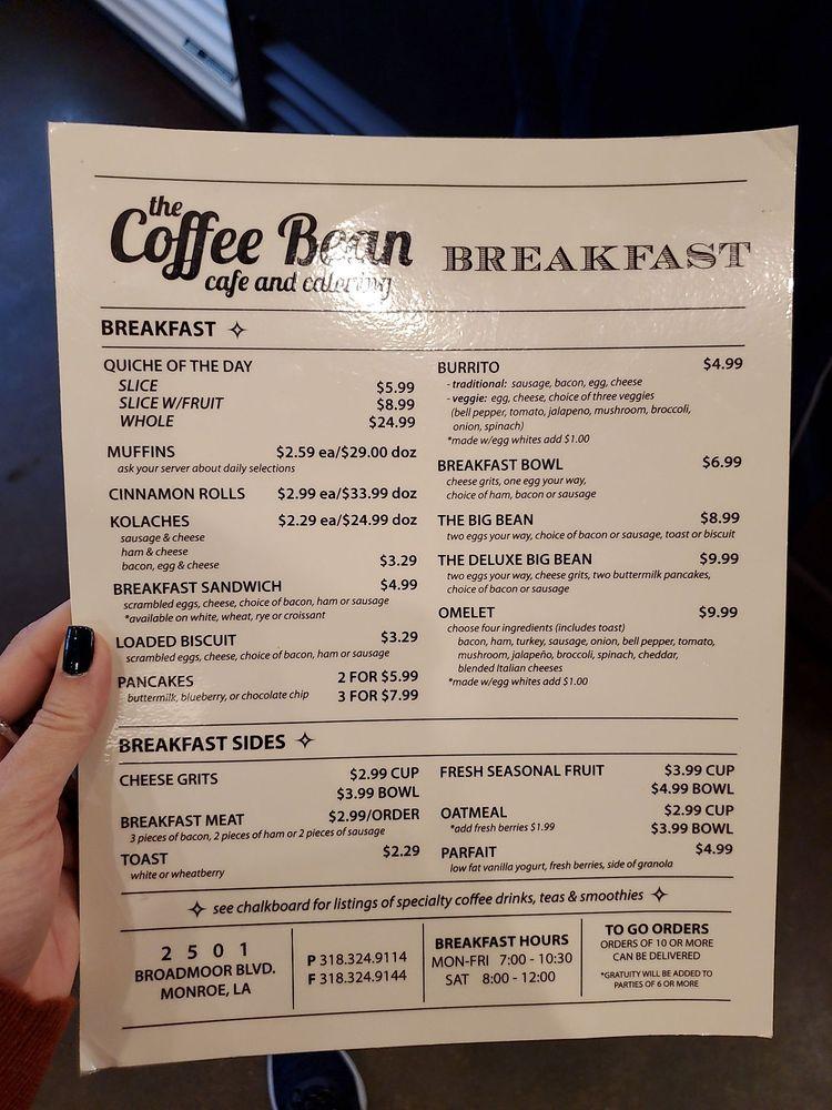 Menu at The Coffee Bean cafe, Monroe