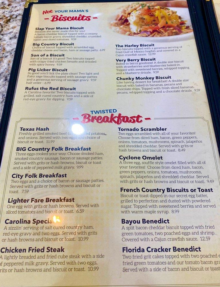 Menu at Twisted Biscuit Diner restaurant, Tavares