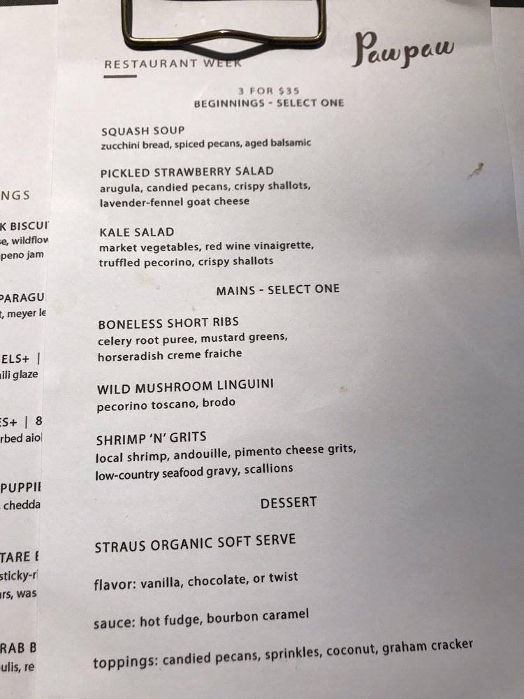 Menu at Pawpaw pub & bar, Charleston, 209 E Bay St
