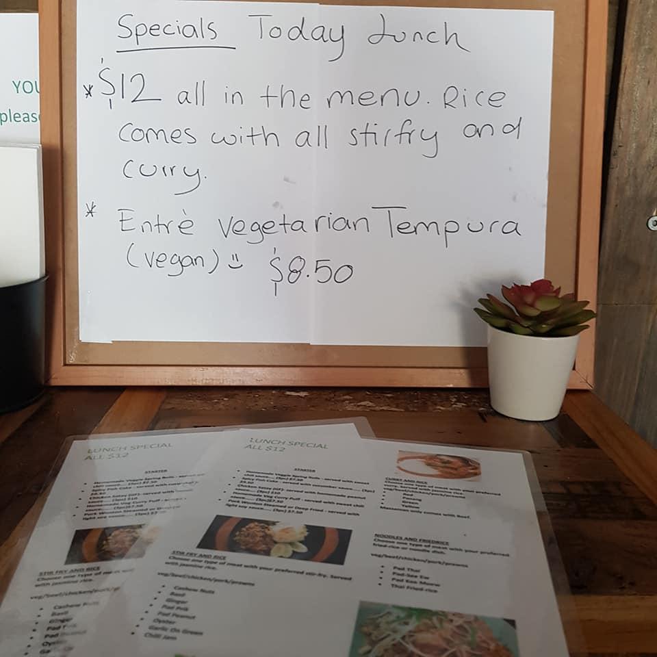 Menu At Sonnies Thai Restaurant Ballina