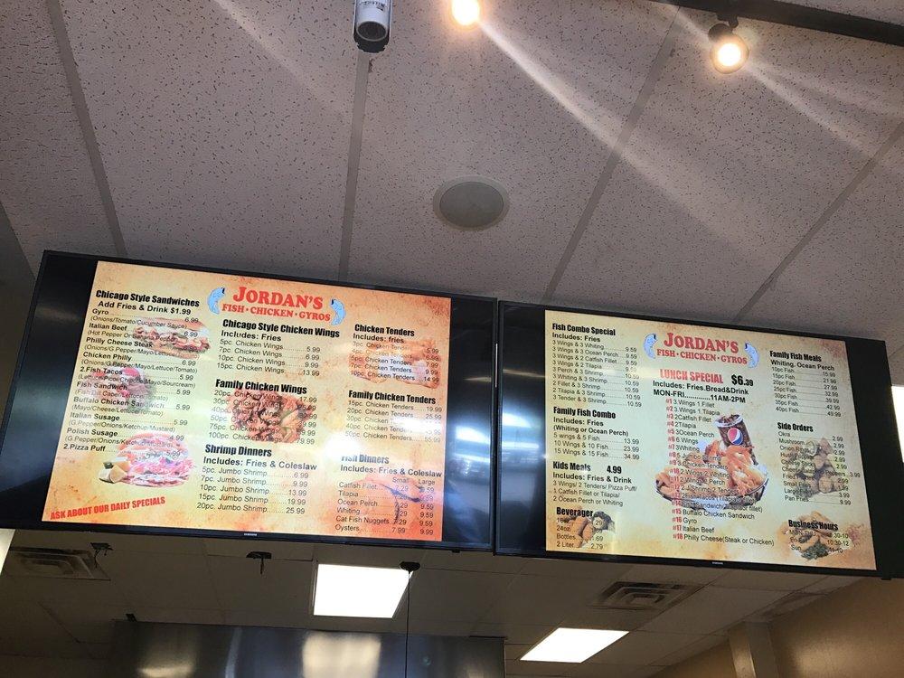 Carta del restaurante Jordan's Fish, Chicken & Gyros, Indianapolis