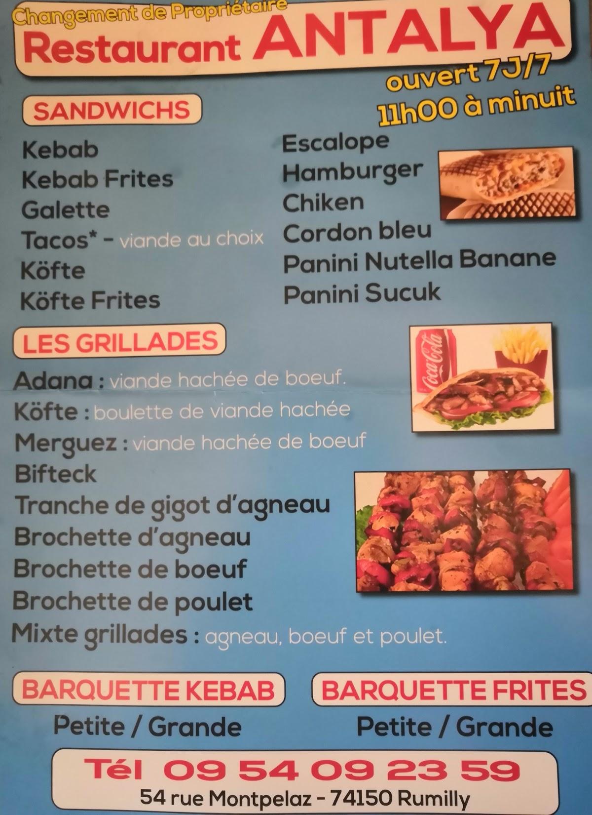 Menu de Kebab Antalya Restaurant