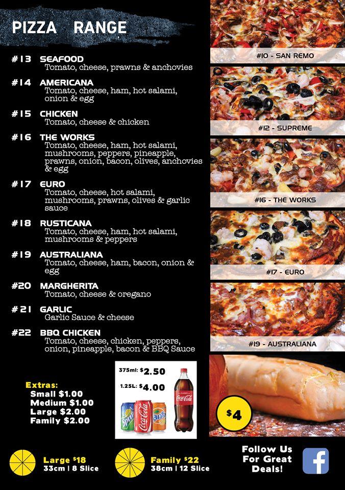 Menu at Great Western Pizza pizzeria, Hamilton