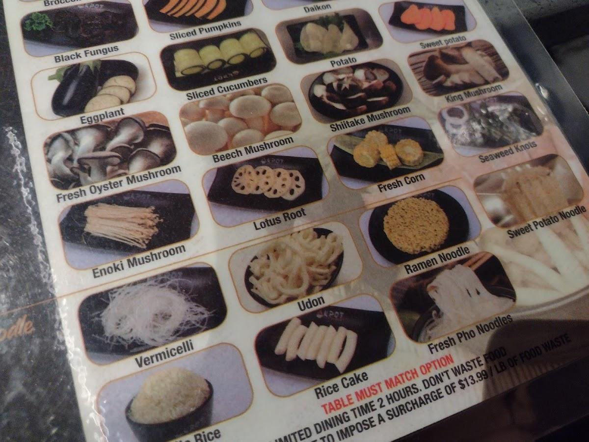 Menu at KPOT Korean BBQ & Hot Pot, Killeen