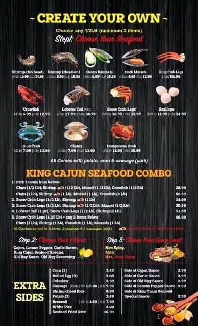 Menu At King Cajun Seafood And Bar Niles