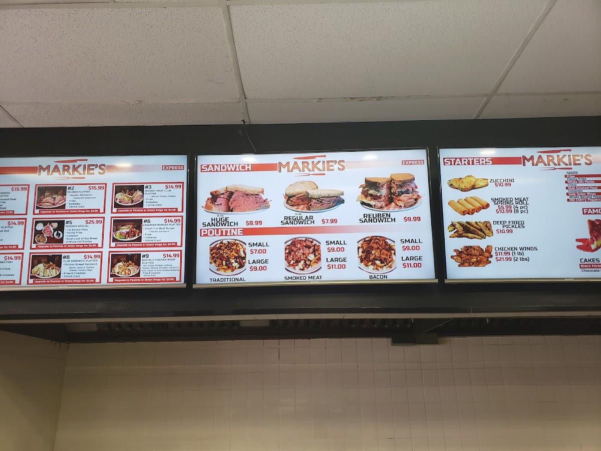 Menu at Markie's Montreal Smoked Meat restaurant, Ottawa, Carling Ave