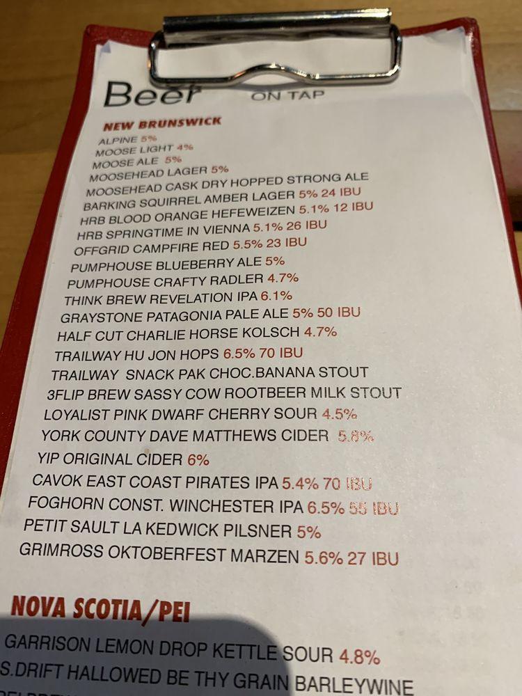 Menu at Saint John Ale House pub & bar, Saint John