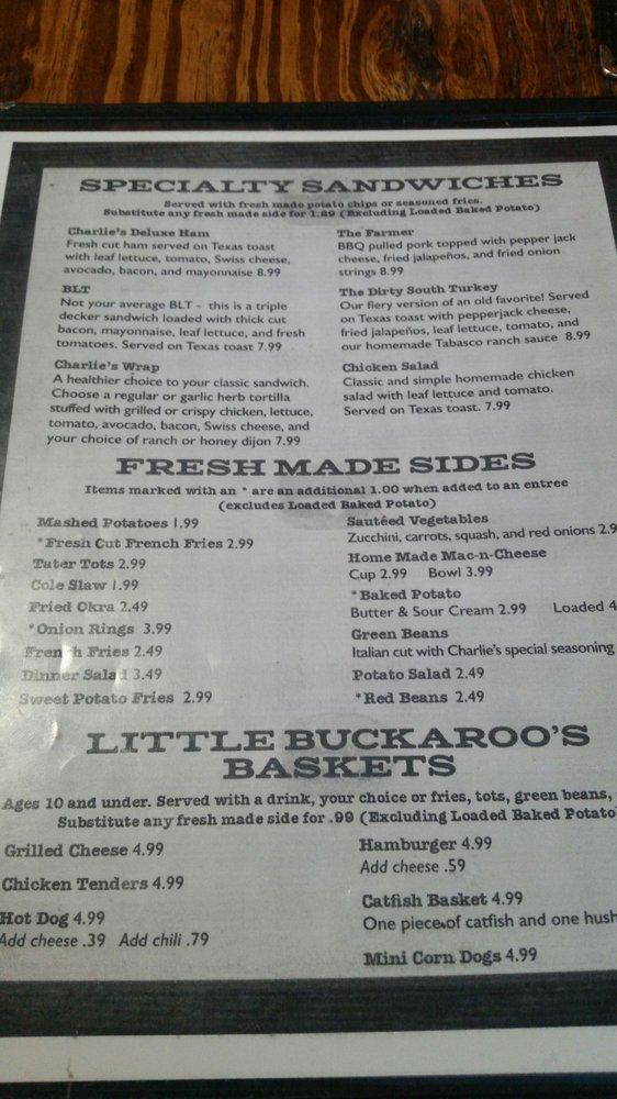 Menu at Charlie's Old Fashioned Kitchen restaurant, Royse City