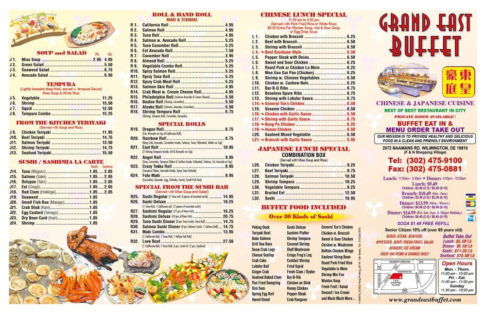 Menu At Grand East Buffet Restaurant Ardentown   R0aa Grand East Buffet Menu 