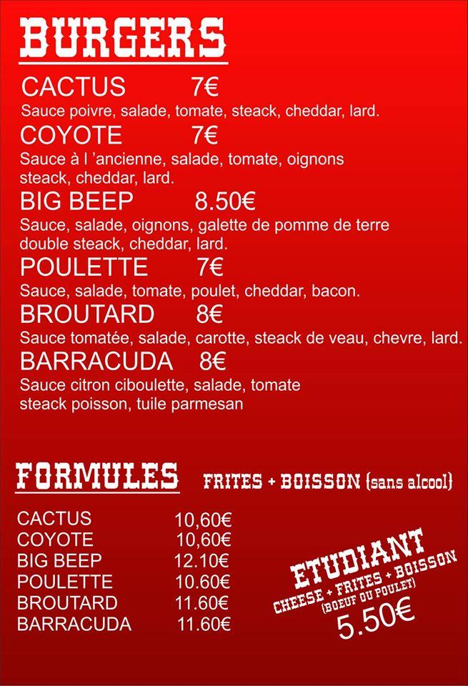 Menu at Le Repère Du Coyote restaurant, Vaux-le-Pénil