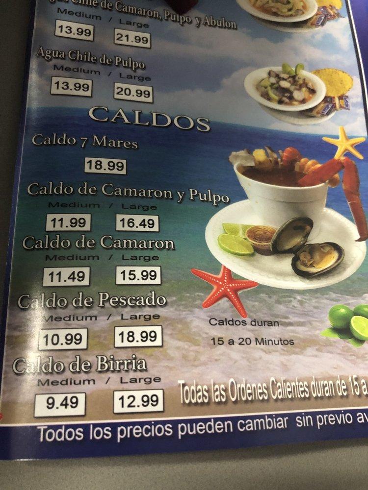 Menu at Rosarito Fish Market restaurant, San Fernando