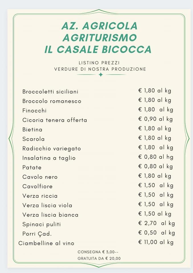 Menu di Agriturismo Il Casale Bicocca 
