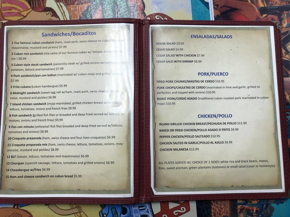 Menu at La Niña Restaurant, Marathon, Overseas Hwy