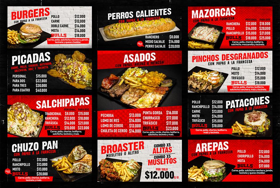 Menu at BULLS Parrilla, Santa Marta