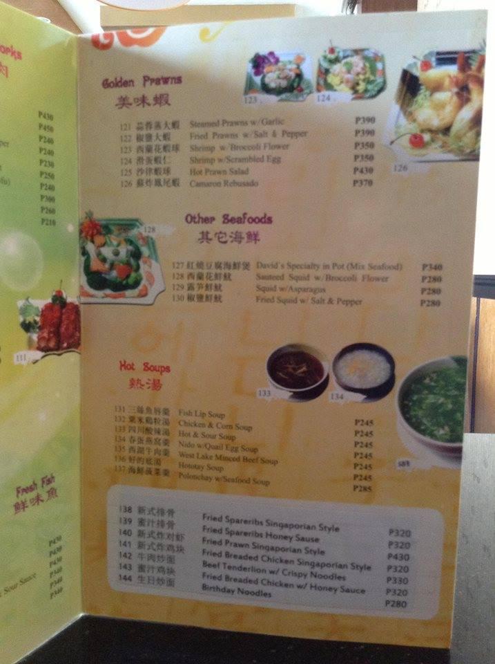 Menu at David's Tea House Angeles Branch restaurant, Mabalacat