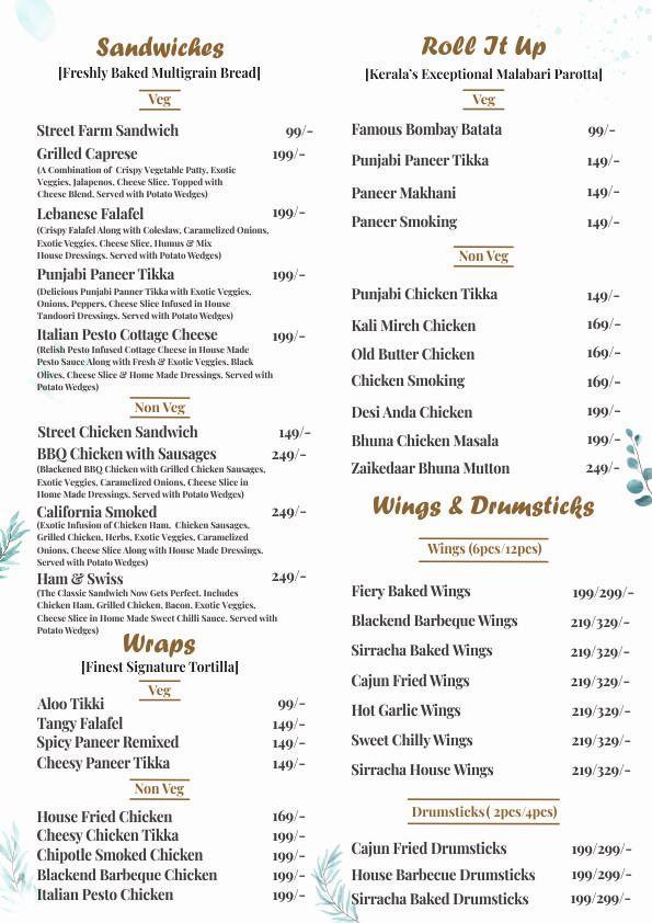 Flavors menu