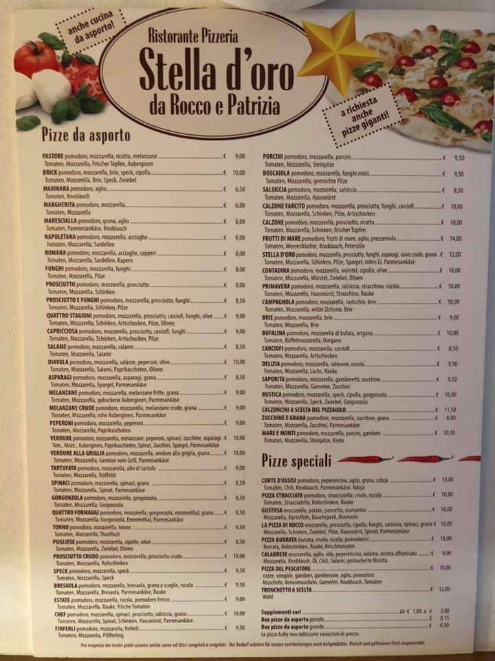 Menu di Ristorante Pizzeria Stella D’Oro 
