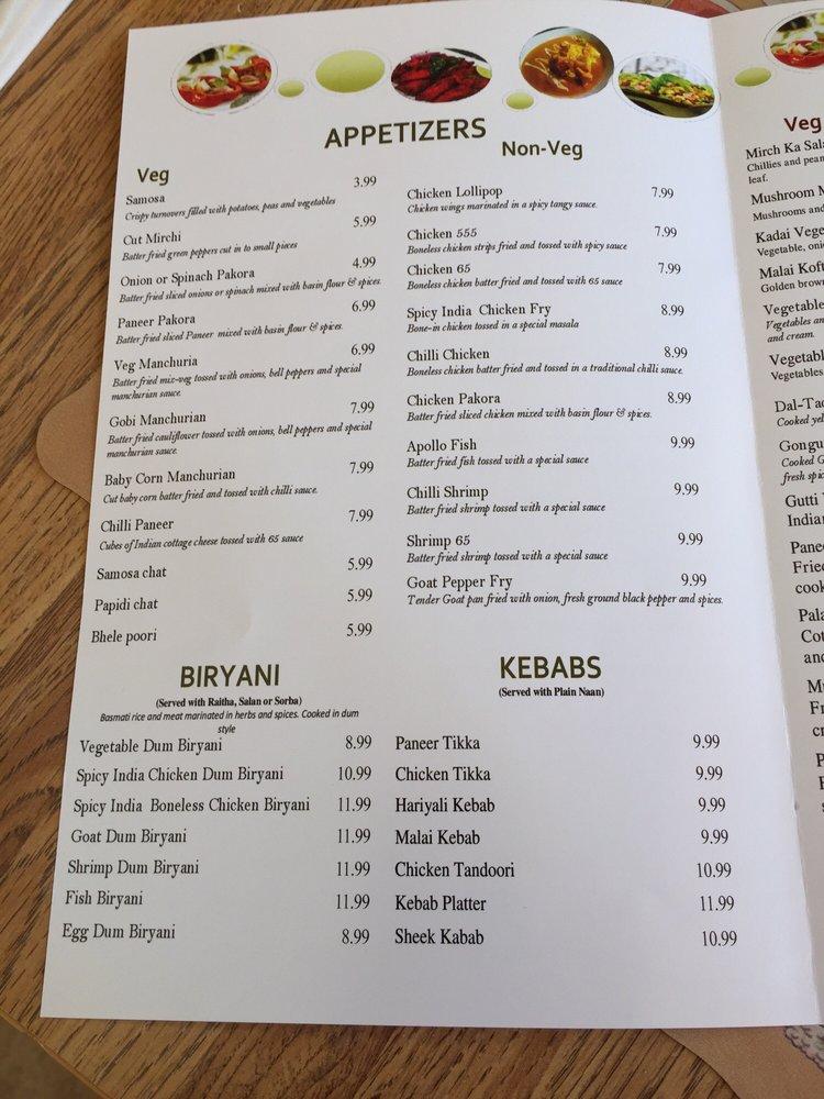 Carta del restaurante Spicy India, Abilene, 243 W Stamford St