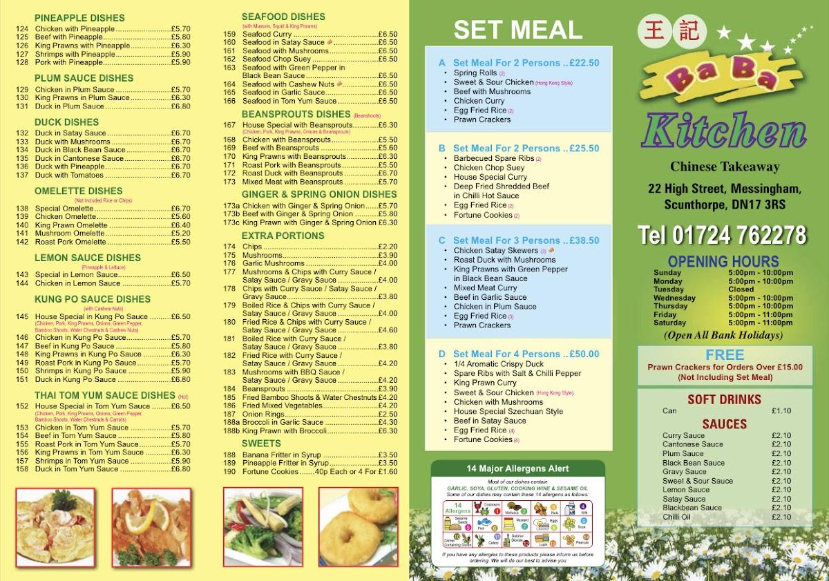 Menu at BaBa Kitchen fast food, Scunthorpe