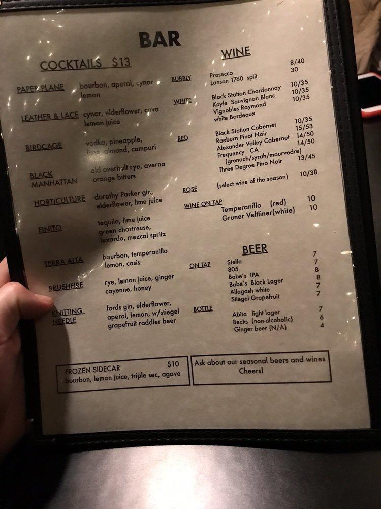 Menu at Paul Bar/Food, Palm Springs