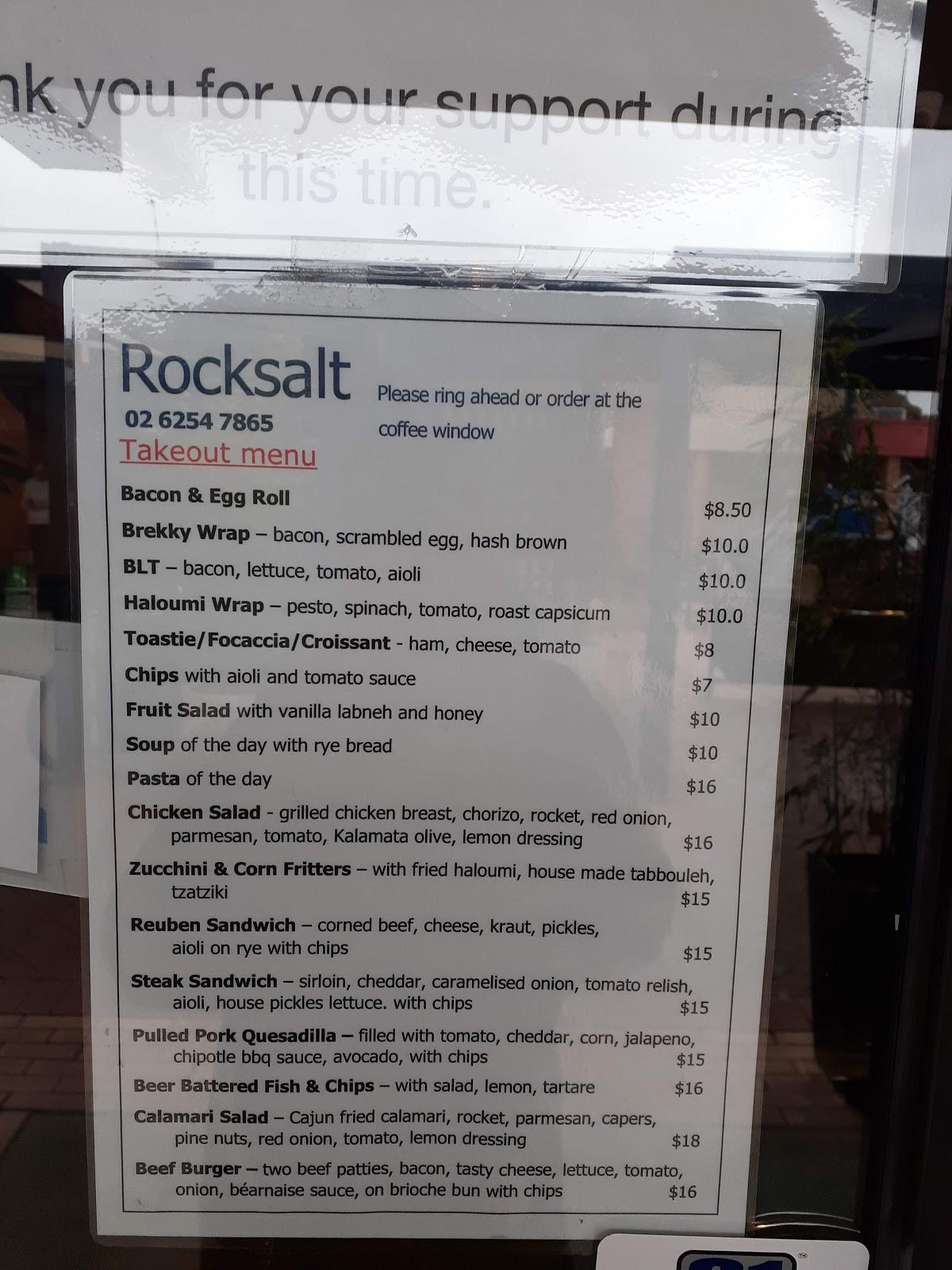 Menu at Rocksalt Restaurant, Hawker