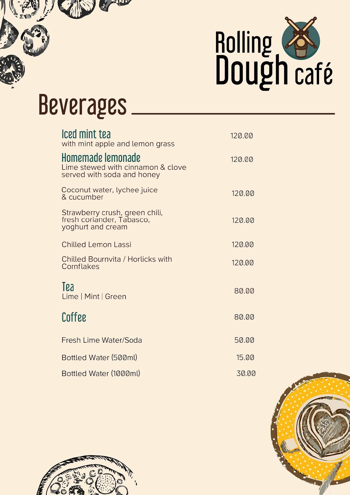 Menu at Rolling Dough Cafe, Coimbatore, I Floor