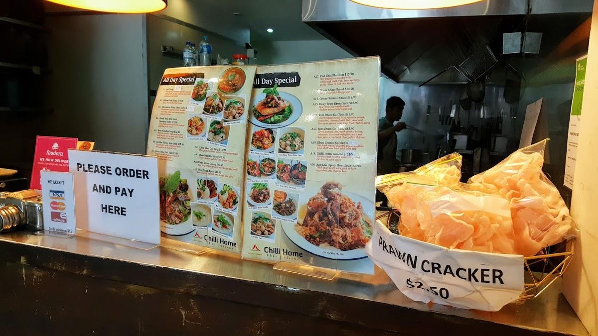 Menu at Chilli Home Thai restaurant, Bondi Junction