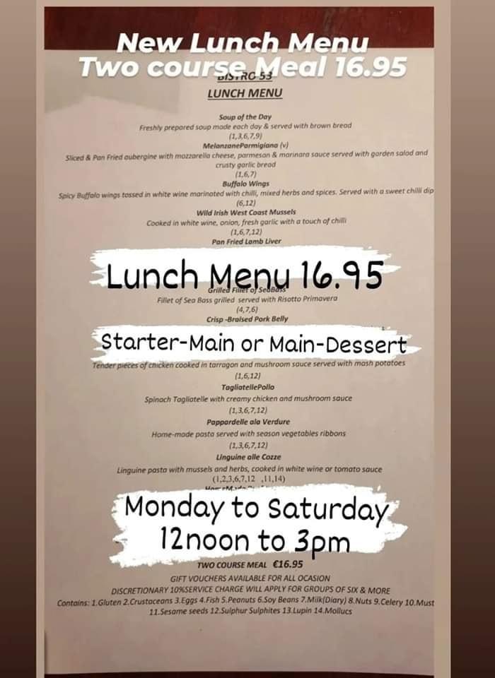 Menu at Bistro 53 Maynooth restaurant, Maynooth, Main St
