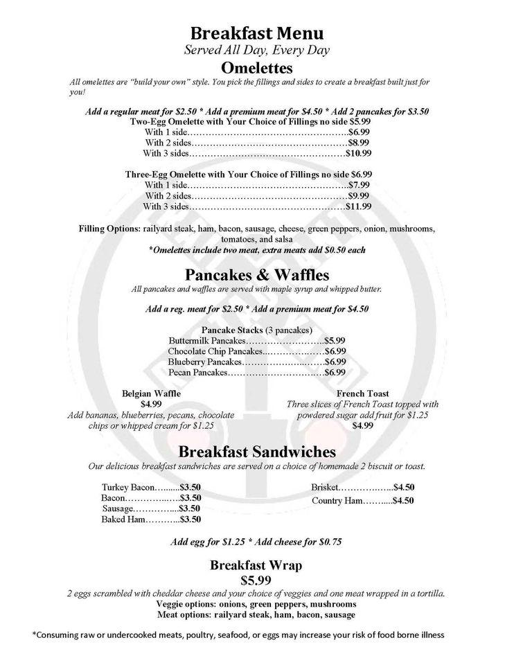 Menu at Rail Yard Restaurant, Appomattox