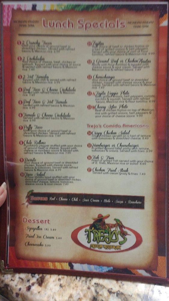 Menu at Trejo's Mexican Restaurant, Shreveport, LA1