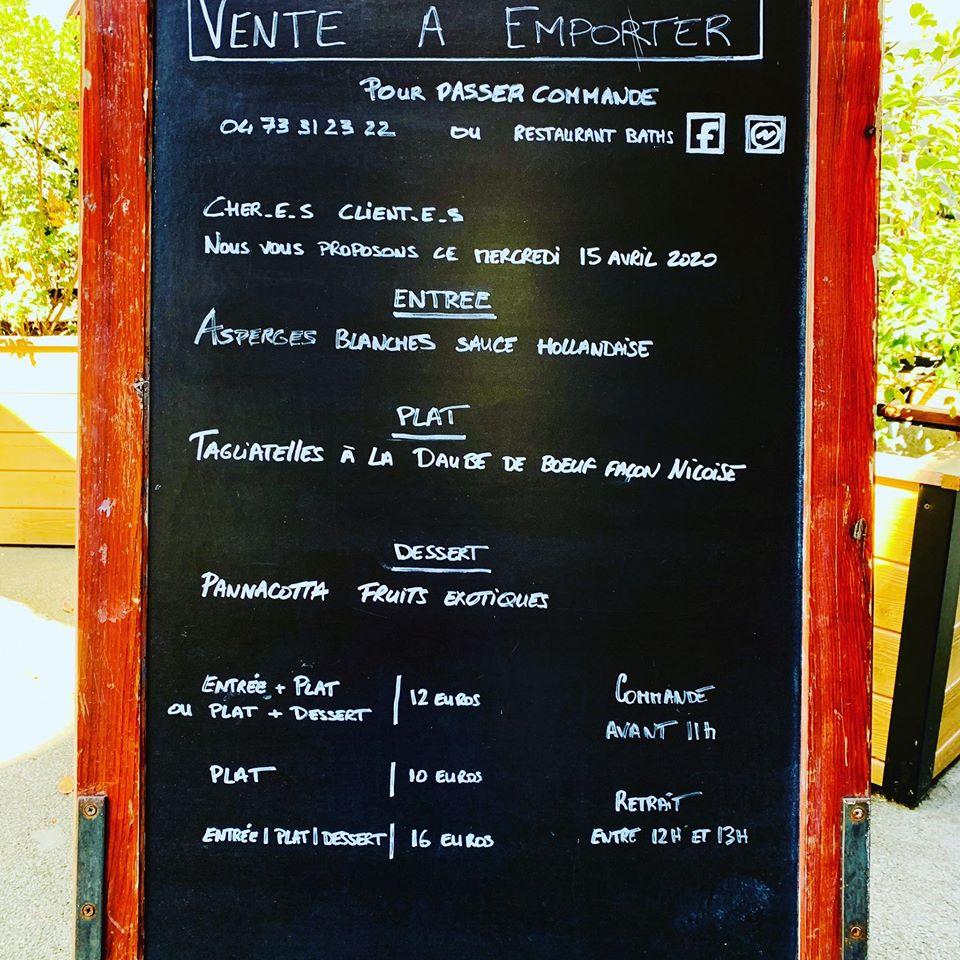 Menu at Restaurant Bath's, ClermontFerrand