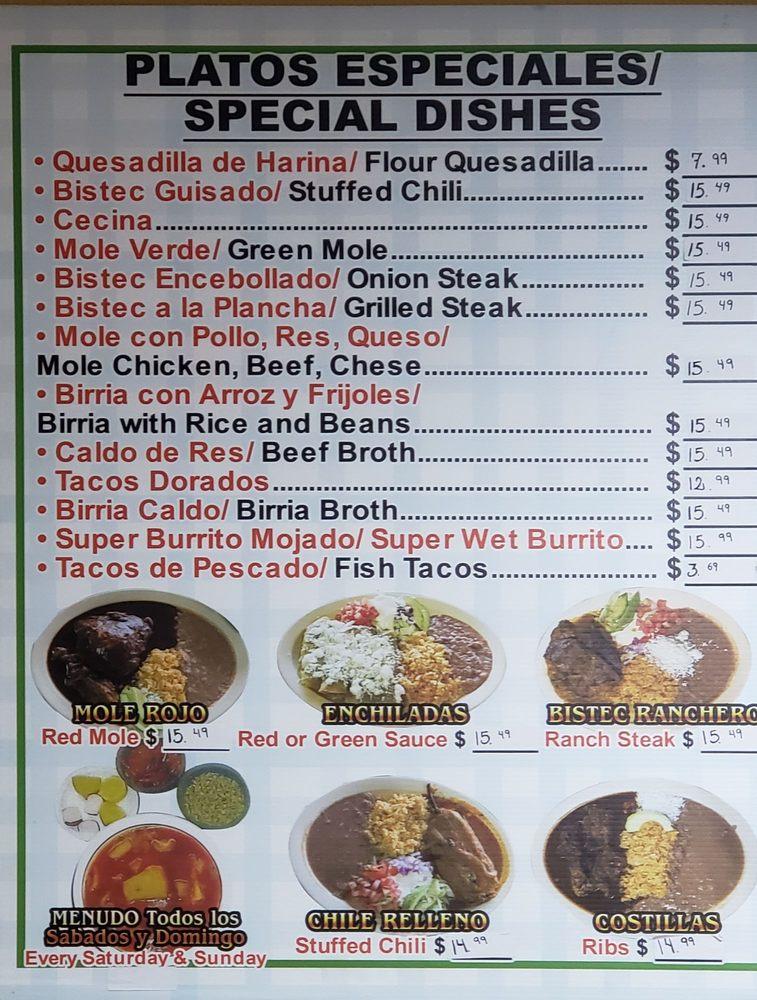 Carta de Las Cazuelas Restaurant, Palmdale