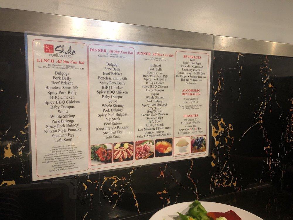 Menu at Shila Korean BBQ, Fresno, W Shaw Ave