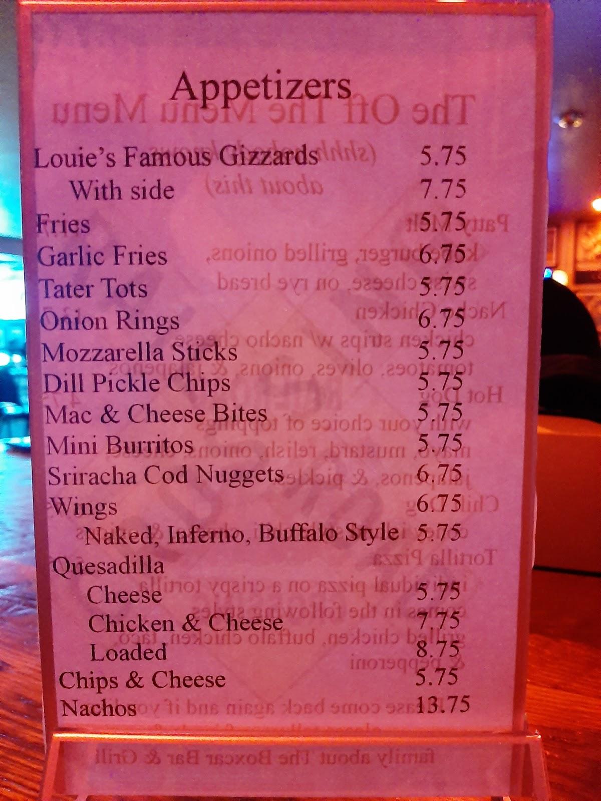 Menu at The Boxcar Bar & Grill, Hoquiam