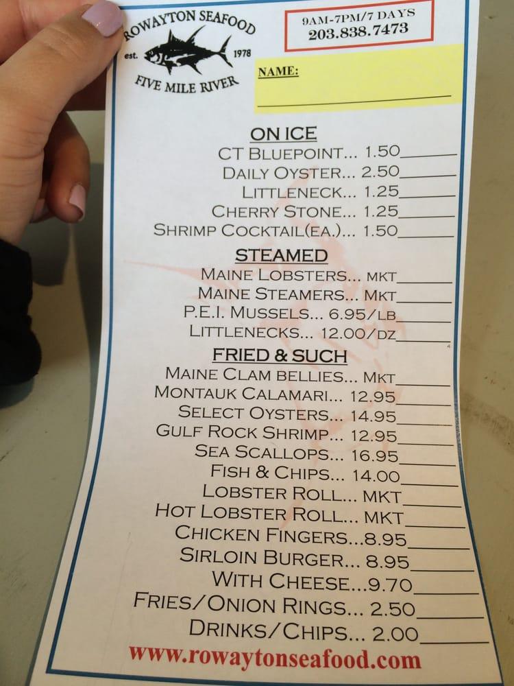 Menu at Rowayton Seafood Restaurant and Market, Norwalk