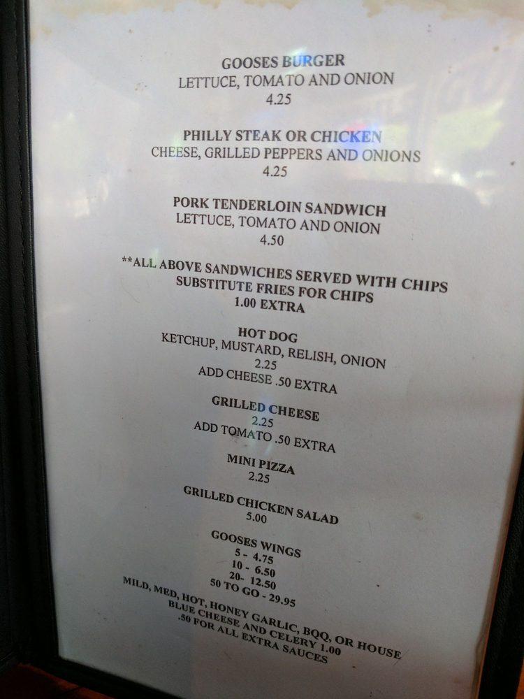 Menu at Goose's Sports Bar, Largo