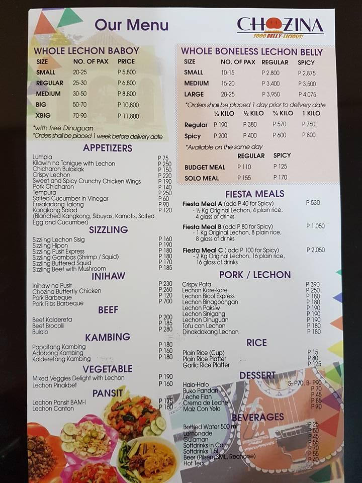 Menu at Niños’ Lechon Belly atbp. restaurant, Las Pinas