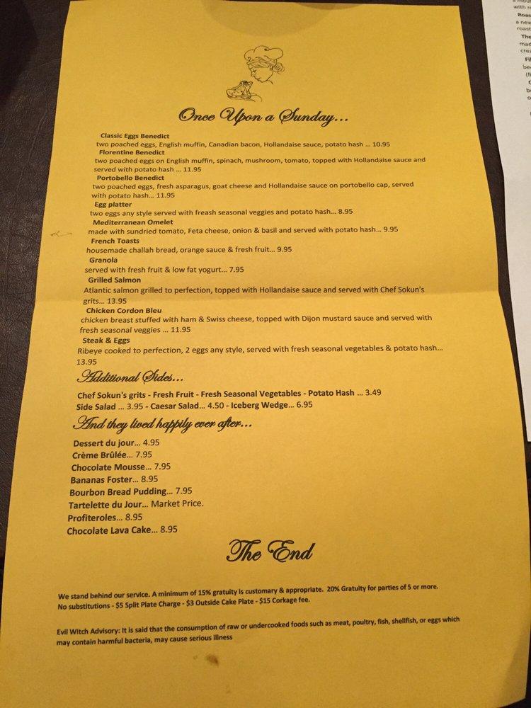 Menu at The Chef and the Frog restaurant, Whiteville