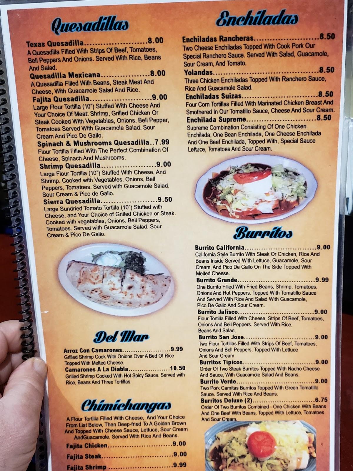 Menu at La Sierra Mexican Restaurant, Andersonville, Andersonville Hwy