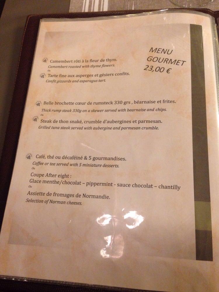 Menu at La Tables des Hôtes restaurant Rouen