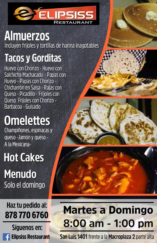 Menu at Elipsiss Restaurant, Piedras Negras