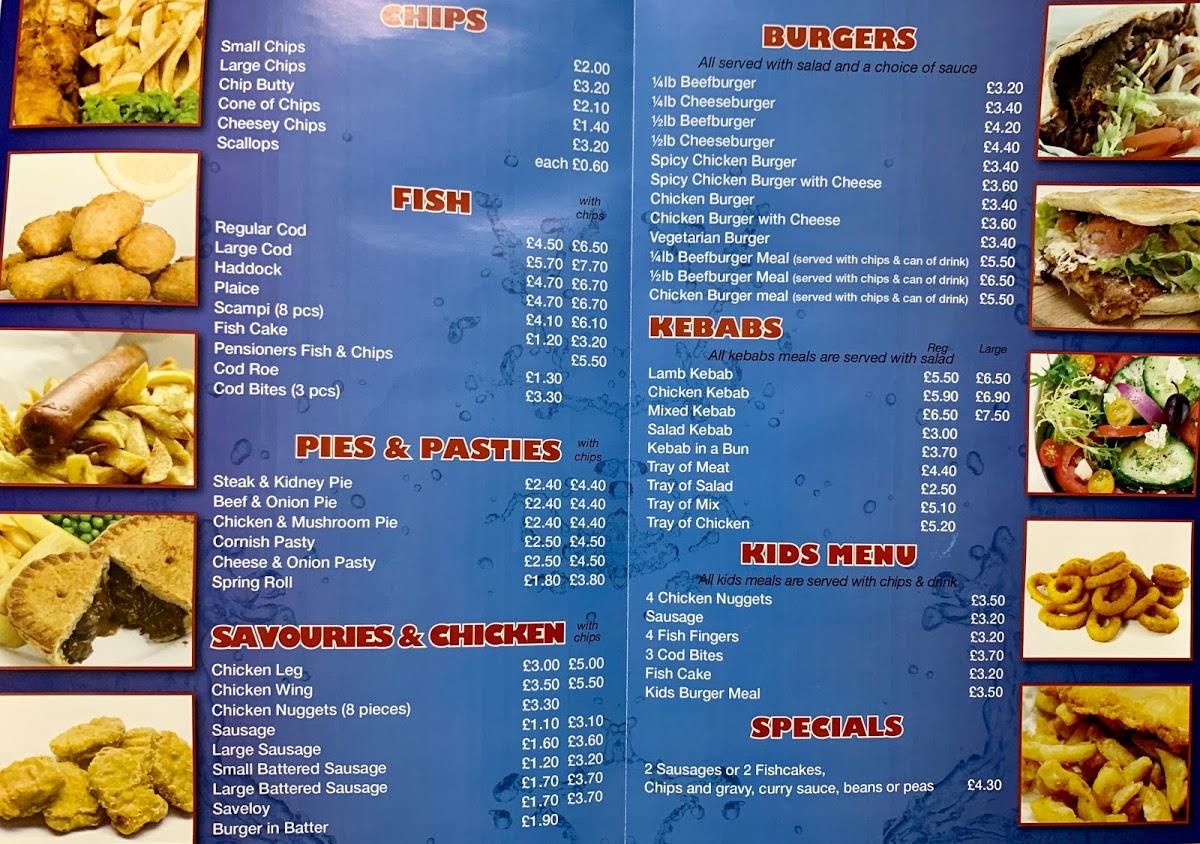 Menu at Star Fish Bar, Weston-super-Mare