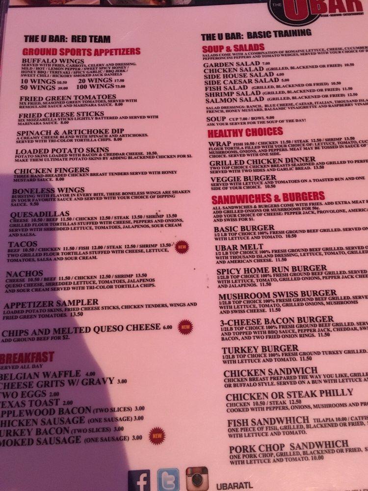 Menu at The U Bar, East Point, Camp Creek Pkwy 5070
