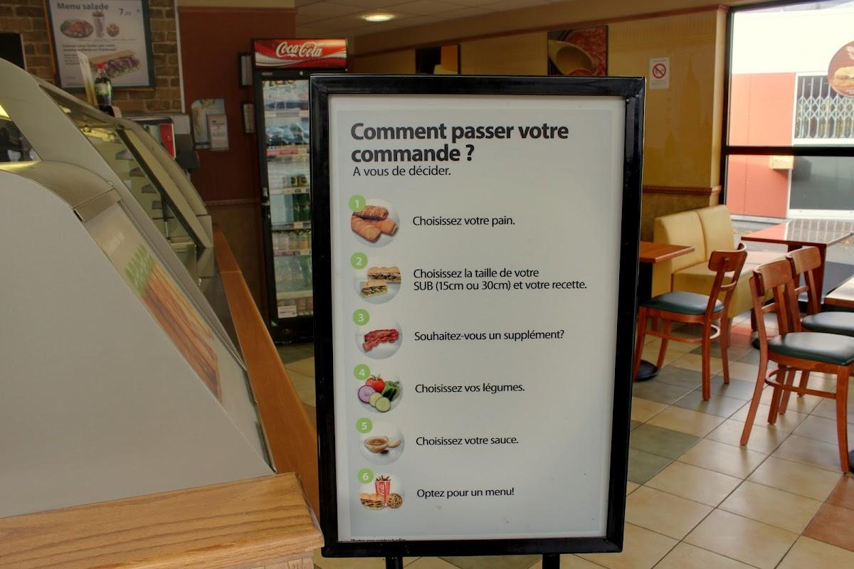 Menu de Subway