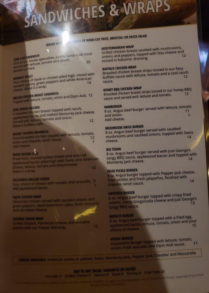 Menu at Just Sports Bar, Virginia Beach