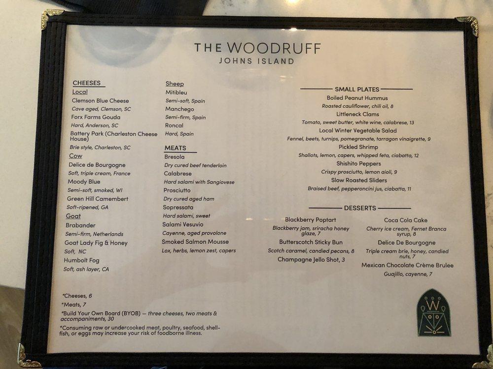 Menu at The Woodruff pub & bar, Johns Island