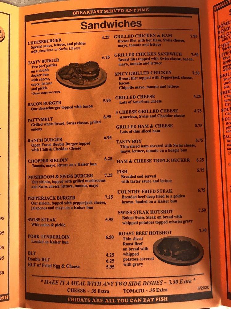 Menu at Hasty Tasty Pancake House restaurant, Dayton