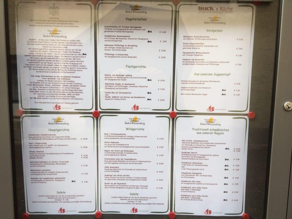 Menu au Hotel Restaurant Café Buck, Bad Urach