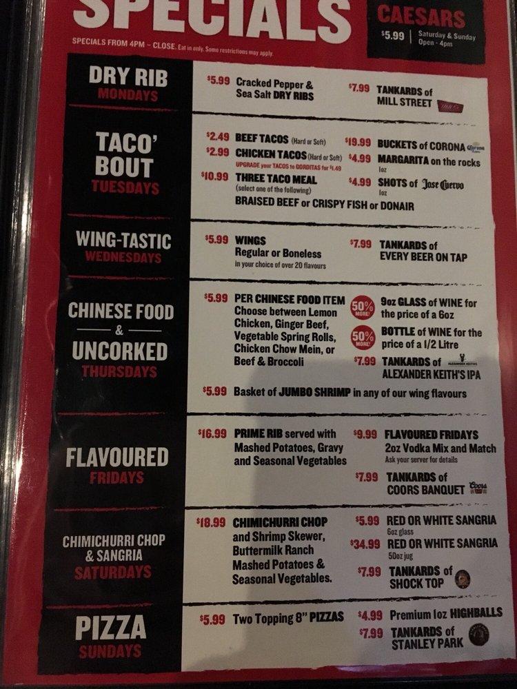 Menu at The Canadian Brewhouse (Edmonton Ellerslie) pub & bar, Edmonton
